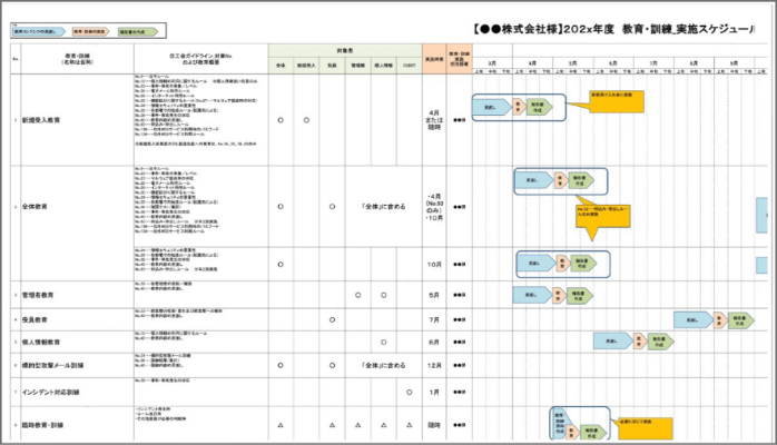 年間スケジュールのイメージ